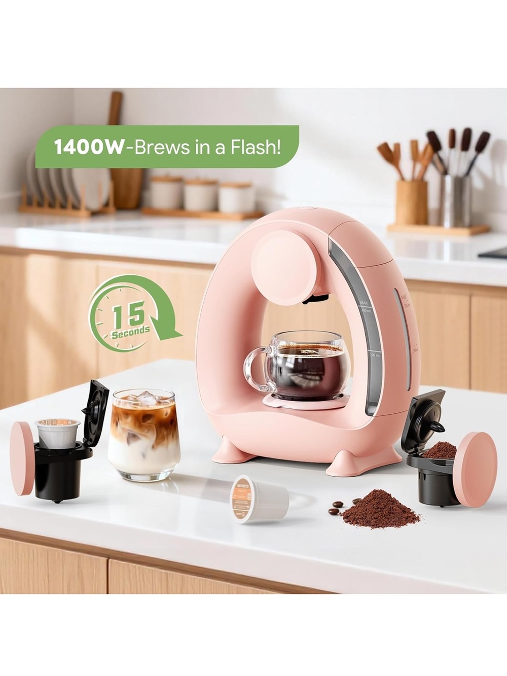 Pink Single-Serve Coffee Brewer - Compact Home Coffee Maker